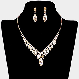 Marquise Stone Accented Rhinestone Paved Necklace