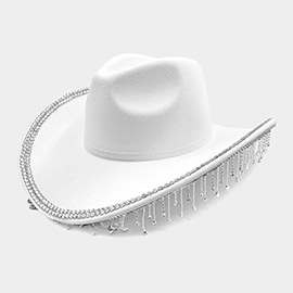 Rhinestone Stone Paved Fringe Around Cowboy Western Hat