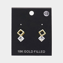 18K Gold Filled CZ Stone Abstract Earrings
