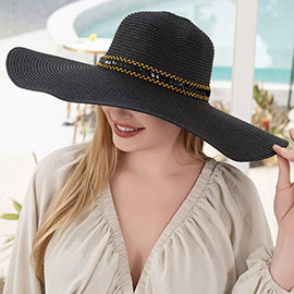 Sequin Band Pointed Straw Sun Hat