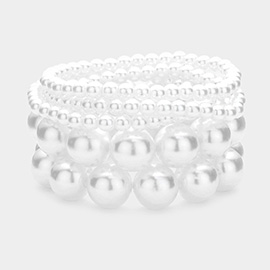 5PCS - Pearl Beaded Multi Layered Stretch Bracelets