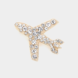 Stone Embellished Airplane Pin Brooch