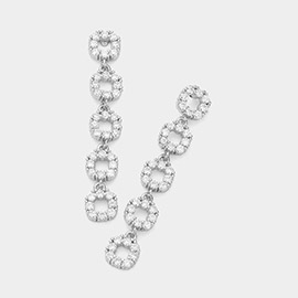 CZ Stone Paved Open Circle Link Dropdown Evening Earrings