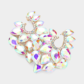 Teardrop Stone Cluster Embellished Evening Earrings