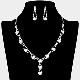 Pearl Accented Rhinestone Paved Necklace
