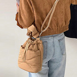 Quilted Padded Crossbody Bucket Bag