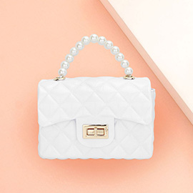 Pearl Top Handle Jelly Small Flap Purse / Crossbody Bag