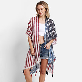 American USA Flag Cover Up Kimono Poncho