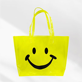 Smile Face Printed Transparent Tote Bag / Shoulder Bag