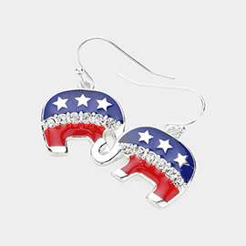 American USA Republican Elephant Dangle Earrings