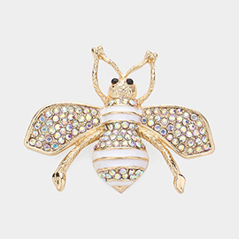 Pearl Crystal Embellished Tiny Pearl Wing Honey Bee brooch