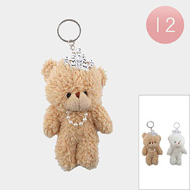 12PCS - Queen Plush Teddy Bear Keychains