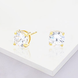 Gold Dipped 6mm Round CZ Stone Stud Earrings