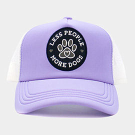 Less People More Dogs Message Mesh Back Trucker Hat