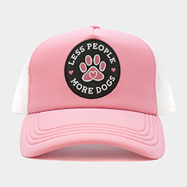 Less People More Dogs Message Mesh Back Trucker Hat