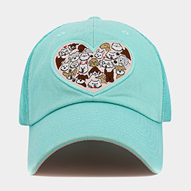 Floral Pattern Heart Patch Pointed Baseball Cap