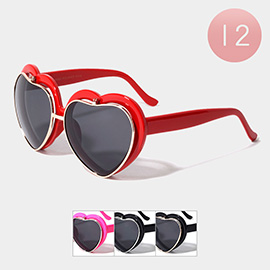 12PCS - Heart Shaped Lens Flip Up Sunglasses