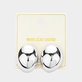 White Gold Dipped Mirror Dome Earrings