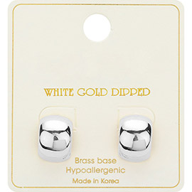 White Gold Dipped Round Square Stud Earrings