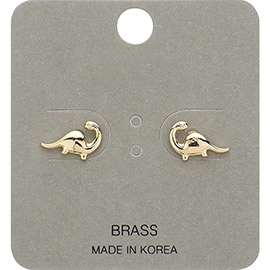 Brass Metal Dinosaur Stud Earrings