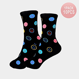 10Pairs - Smile Face Patterned Socks