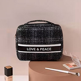 LOVE & PEACE Message Tweed Cosmetic Pouch Bag