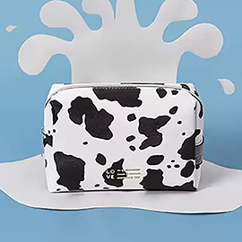 Cow Patterned Faux Leather Multi Portable Travel Cosmetic Bag