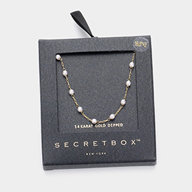 SECRET BOX_14K Gold Dipped Pearl Station Necklace
