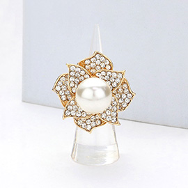 Pearl Centered Flower Stretch Ring