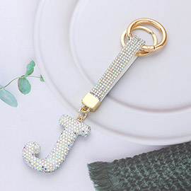 Bling Studded Initial J Keychain
