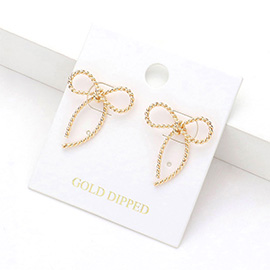 Gold Dipped Metal Rope Bow Earrings