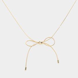 Brass Metal Bow Pendant Necklace