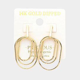 14K Gold Dipped Hypoallergenic Abstract Oval Earrings