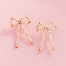 Faceted Beads Bow Earrings