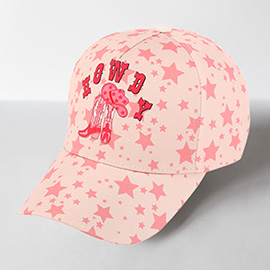 Howdy Cowboy Boots Pointed Star Pattern Printed Baseball Cap