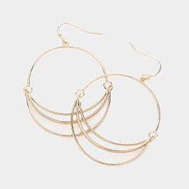 Metal Wire Crescent Circle Dangle Earrings