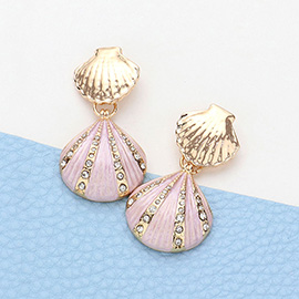 Enamel Seashell Dangle Earrings
