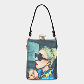 Lady Printed Top Handle Mini Bag / Crossbody Bag