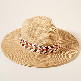 Aztec Belt Accented Straw Summer Sun Hat