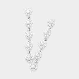 Flower Pearl Link Dropdown Earrings
