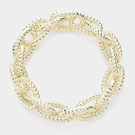 Textured Metal Link Chain Stretch Bracelet
