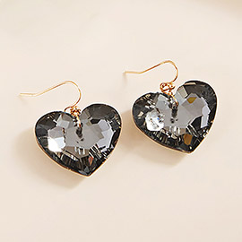 Crystal Heart Stone Dangle Earrings