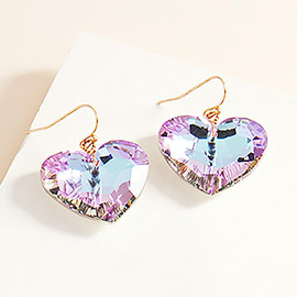 Crystal Heart Stone Dangle Earrings