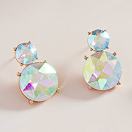 Double Round Crystal Stone Earrings