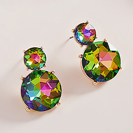 Double Round Crystal Stone Earrings