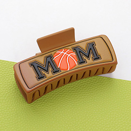 Basketball MOM Message Faux Leather Hair Claw Clip