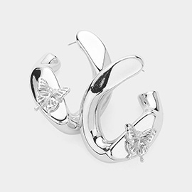 Metal Butterfly Pointed Abstract Earrings