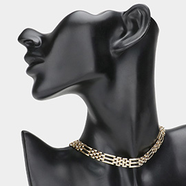 Abstract Brass Metal Choker Necklace