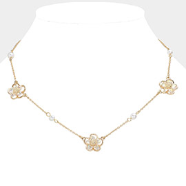Lucite Flower Station Necklace