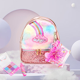 HOT FOCUS - Faux Fur Rainbow Cloud Stylish Beauty Mini Backpack